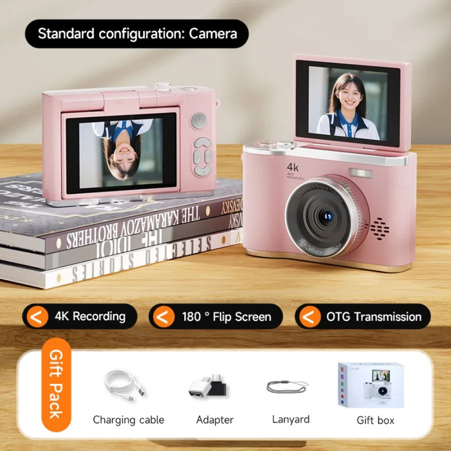 Digital Camera,Autofocus 4K Vlogging Camera for Photography 48MP Portable Compact Point and Shoot Digital Camera for Teens Adult BareGlow