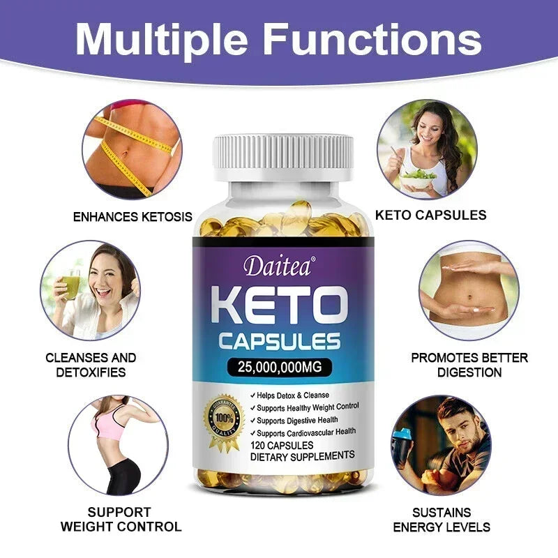 Keto Capsules - Weight & Fat Management, Burn Belly Fat, Detoxification, Digestion, Immunity - High Strength Ketone Supplement BareGlow