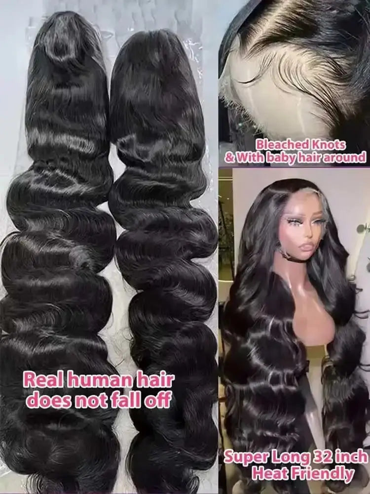 40 42 Inch 250% Wear And Go Glueless Wigs Body Wave Human Hair Wigs 13x4 13X6 Wet and Wavy HD Lace Frontal Wigs For Women BareGlow