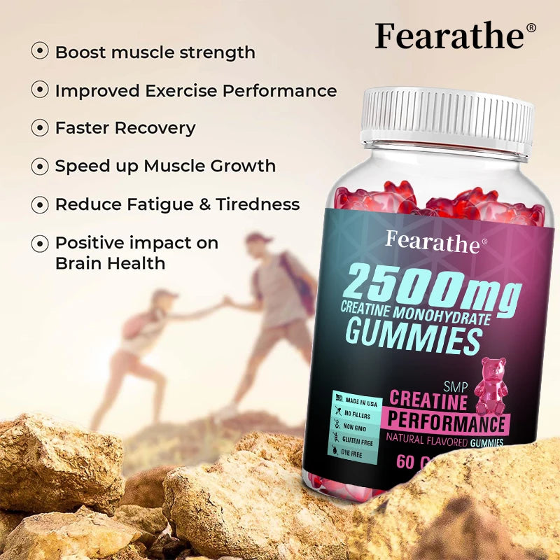 Creatine Monohydrate Gummies - Boost Energy, Build Muscle Mass, and Improve Athletic Performance, Supports Mood Health BareGlow