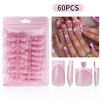 60PCS/box High Quality Nail Art Tips Toe Press On Nails White Black Pink Blue French Tips False Nails Tip Fake Nails Short BareGlow