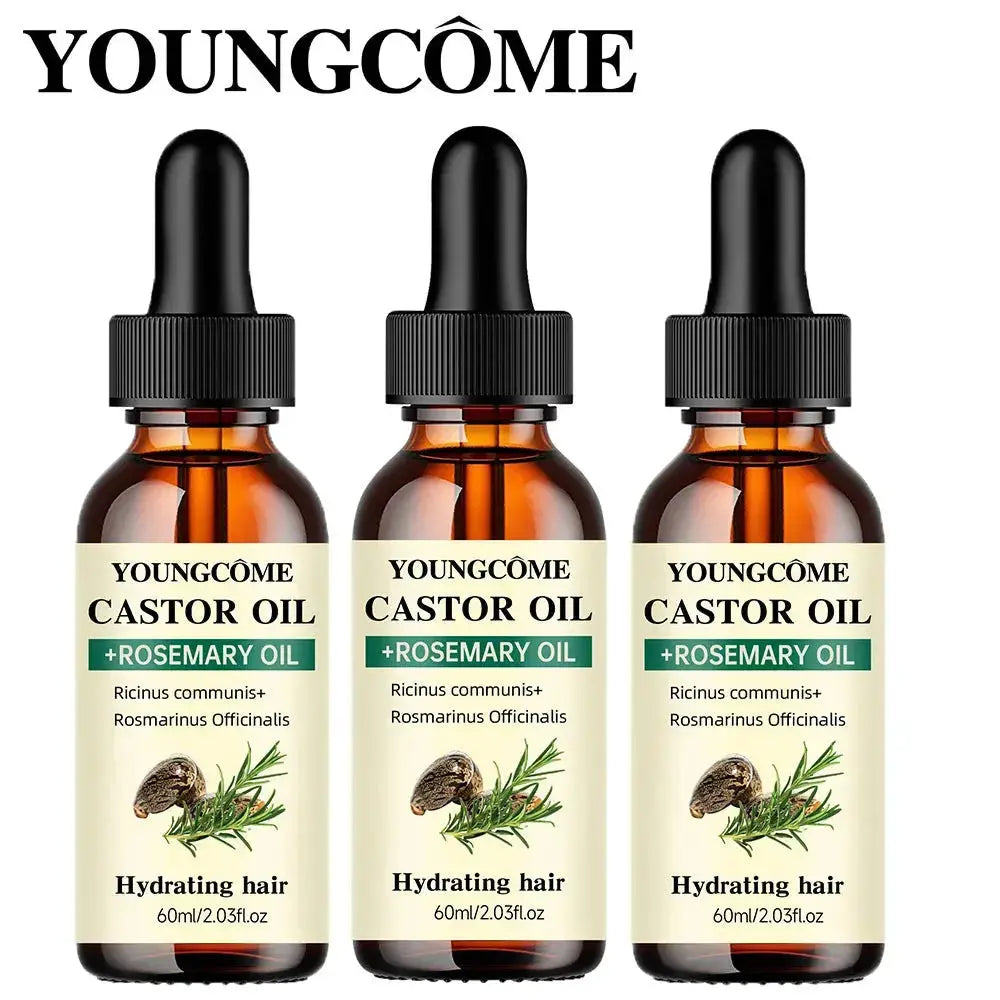 Mix Castor Oil and Rosemary Oil for Hair Growth Enhances hair thickness and Shine, Reduce Hair Loss and Split Ends Hair Care Oil BareGlow