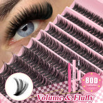 700PCS-30D/40D/50D 80D DIY Eyelash Extension Kit Mixed Length 9-16mm, D-Curl Eyelashes for DIY and Various Festive Celebrations BareGlow