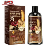 YUITIKUE 4-in-1 Caramel Brown Hair Dye Shampoo 100ml - Natural Instant Color Shampoo with Moisturizing Care BareGlow