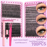 700PCS-30D/40D/50D 80D DIY Eyelash Extension Kit Mixed Length 9-16mm, D-Curl Eyelashes for DIY and Various Festive Celebrations BareGlow