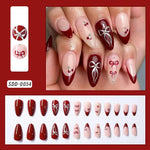 24Pcs White Pink Flower Acrylic Fake Nails Short Square French False Nail Wearable Full Cover Artificial Press on Nail For Women BareGlow