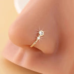 3pcs Rhinestone Decorated Clip-On Nose Rings Adjustable Fake Nose Piercing Fashionable Hip-Hop Jewelry Accessory BareGlow