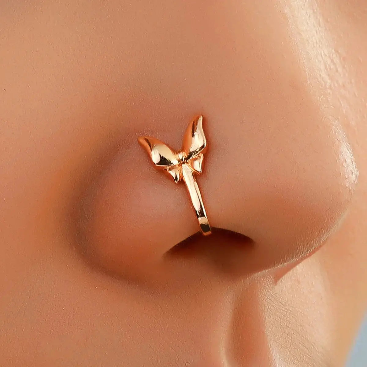 Fashion Gold Color Dragon Butterfly Fake Nose Ring for Women Africa Copper Helix U Shape Faux Aro Nariz Piercing BareGlow