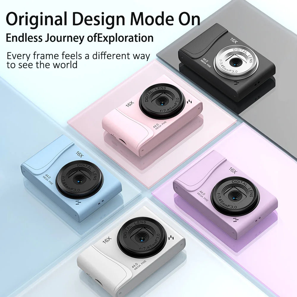 4K Digital Camera  24 Million Pixels Video Camcorder 16x Zoom Compact Cameras Auto Focus for Kids Adult Beginners Photograph BareGlow