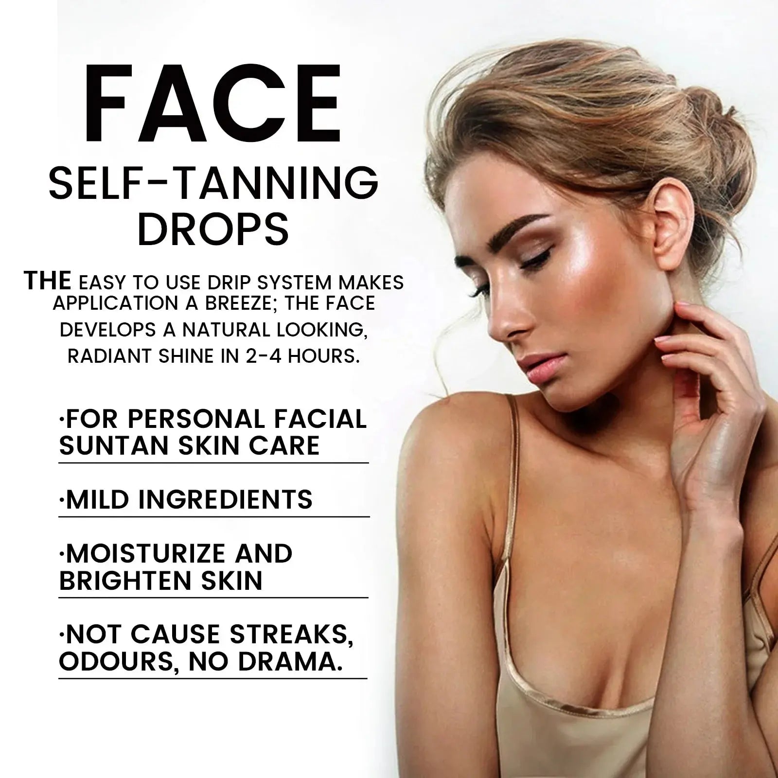 EELHOE Self Tanning Drops Sunless Skin Tanning Oil Liquid Dark Self Tanner Water Serum for Face Body Fake Indoor Tan Lotion 30ml BareGlow