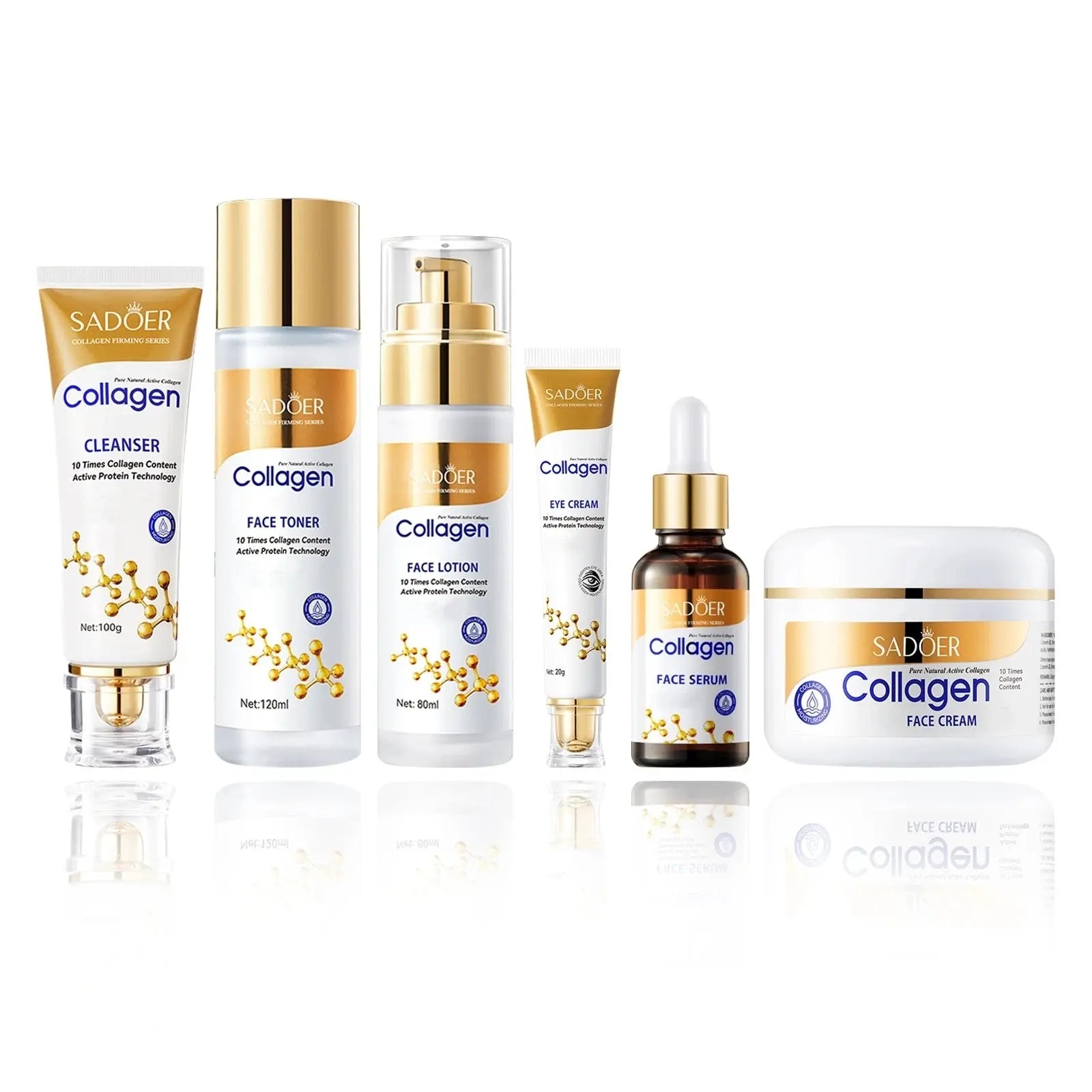 Collagen Skin Care Set, 6Pcs Face Care Sets for Women, Firming Skin, Smooth Skin, Hydrating Skin Care Set BareGlow