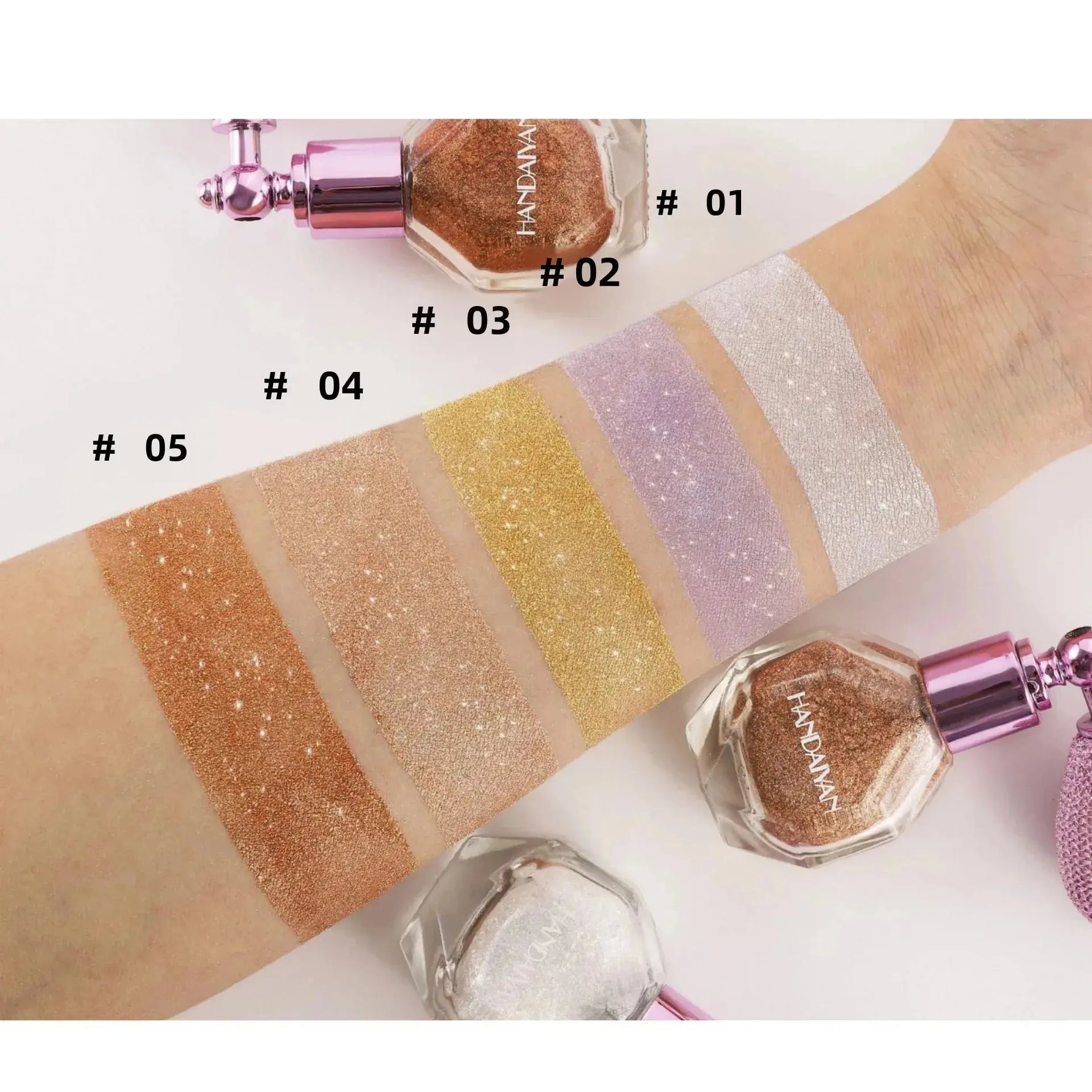 5 Color Body Highlight Powder Spray Brightening Sparkling Glitter Clothes Face Hair Makeup Highlighter Spray BareGlow