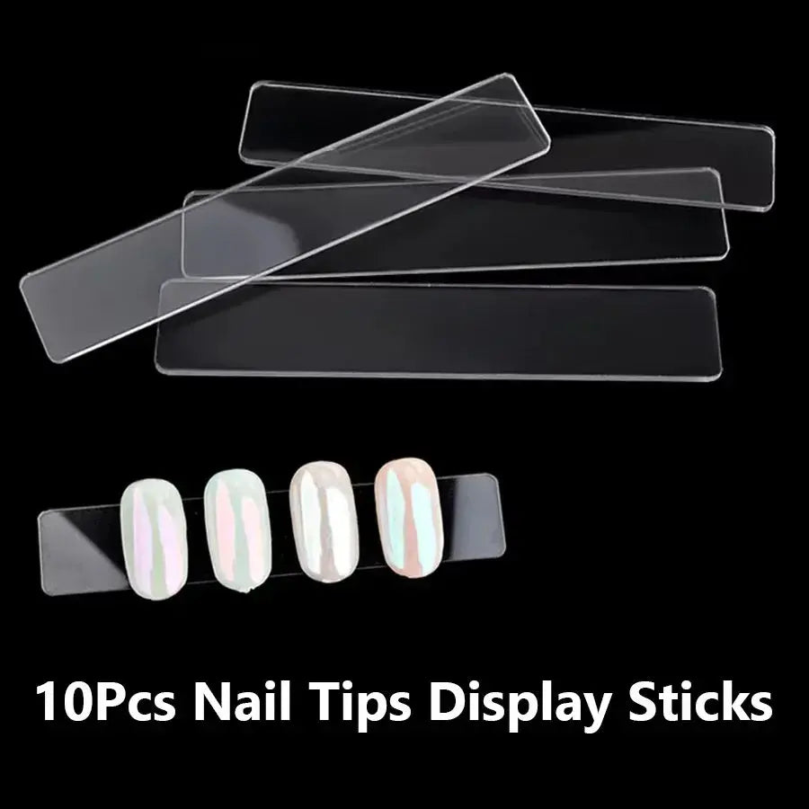 Empty Press on Nails Storage Box False Nail Packaging Set with Double-sided Adhesive Tape And 10 Acrylic Nail Display Sticks BareGlow