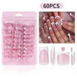 60PCS/box High Quality Nail Art Tips Toe Press On Nails White Black Pink Blue French Tips False Nails Tip Fake Nails Short BareGlow