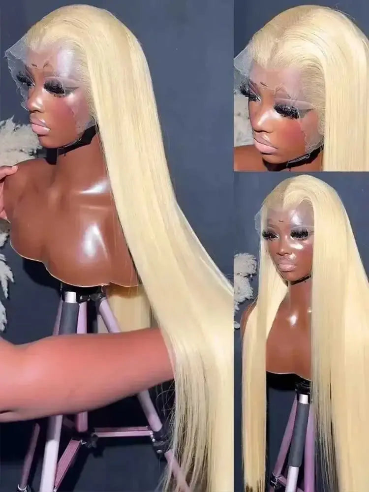 40 42 Inch 613 Blond Straight Human Hair Wigs 13x4 13x6 HD Lace Frontal Wigs Remy Honey Blond Bone Straight Lace Front Wig BareGlow