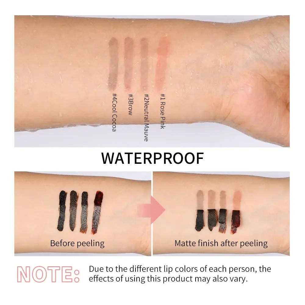 Waterproof Lip Liner Peel Off Tattoo Lipgloss Waterproof Long Lasting Matte Lip Tint Brown Contour Tear-off Lips Stain Cosmetic BareGlow