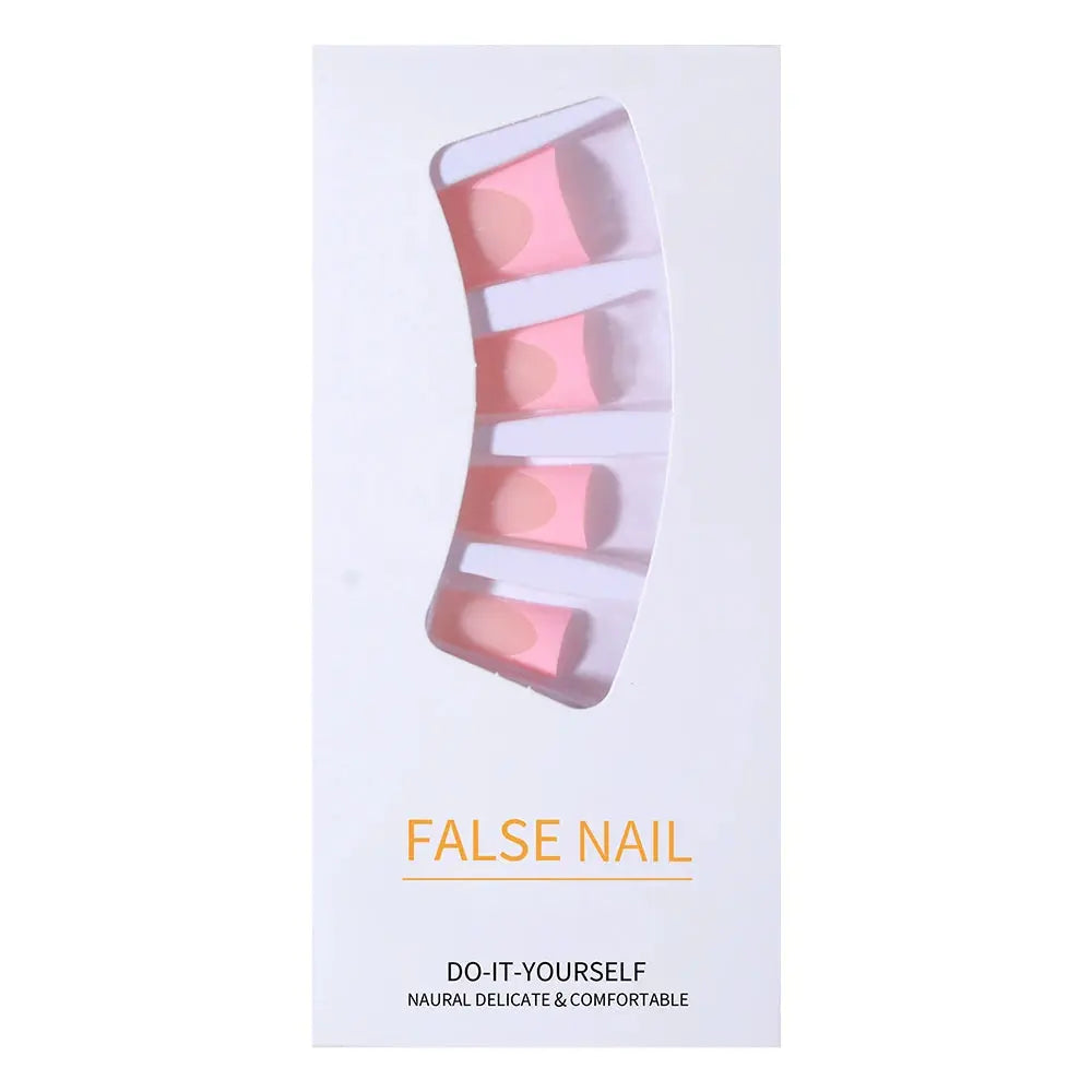 24pcs Duck Nails Simple and classic Elegance pink French,Detachable reusable press on acrylic nails BareGlow