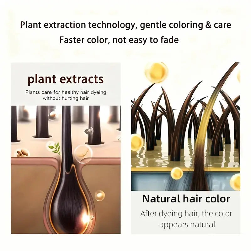 YUITIKUE Brown Hair Dye Shampoo | 4-in-1 Color, Moisturize, Nourish, Natural Ginger Formula 100ml BareGlow