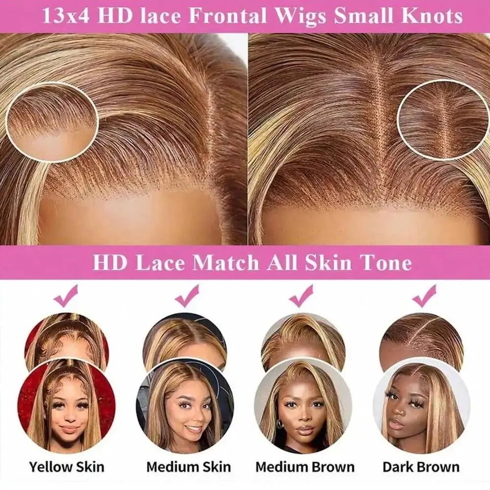 Highlight Wigs Colored Straight Lace Front Human Hair Wigs For Women Honey Blonde Straight 13x4 Hd Lace Frontal Wigs Human Hair BareGlow