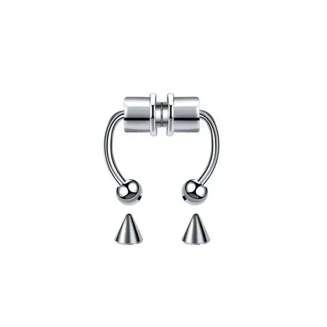 5pcs Stainless Steel Magnet Fake Nose Ring Hoop Fake Piercing Hoop Septum Rings For Women Fashion Gothic Rock Body Jewelry Gifts BareGlow