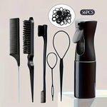 56PCS Hair Styling Set Spray Bottle Hair Brushes Elastic Hair Bands Rat Tail Comb Edge Brush for Women Girls Hair Styling Tools BareGlow