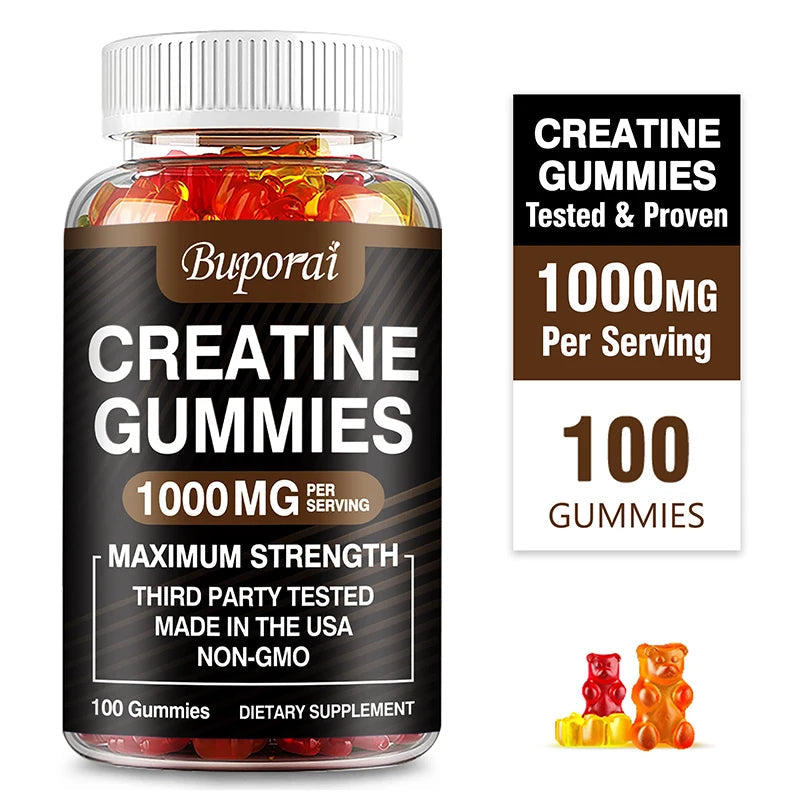 Creatine Monohydrate Gummies - Boost Energy, Build Muscle Mass, and Improve Athletic Performance BareGlow