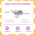 Half eyelashes, natural appearance 10 pairs of thick cat eyelashes 10mm Wispy eyelashes with short false eyelashes 3D04-10F BareGlow