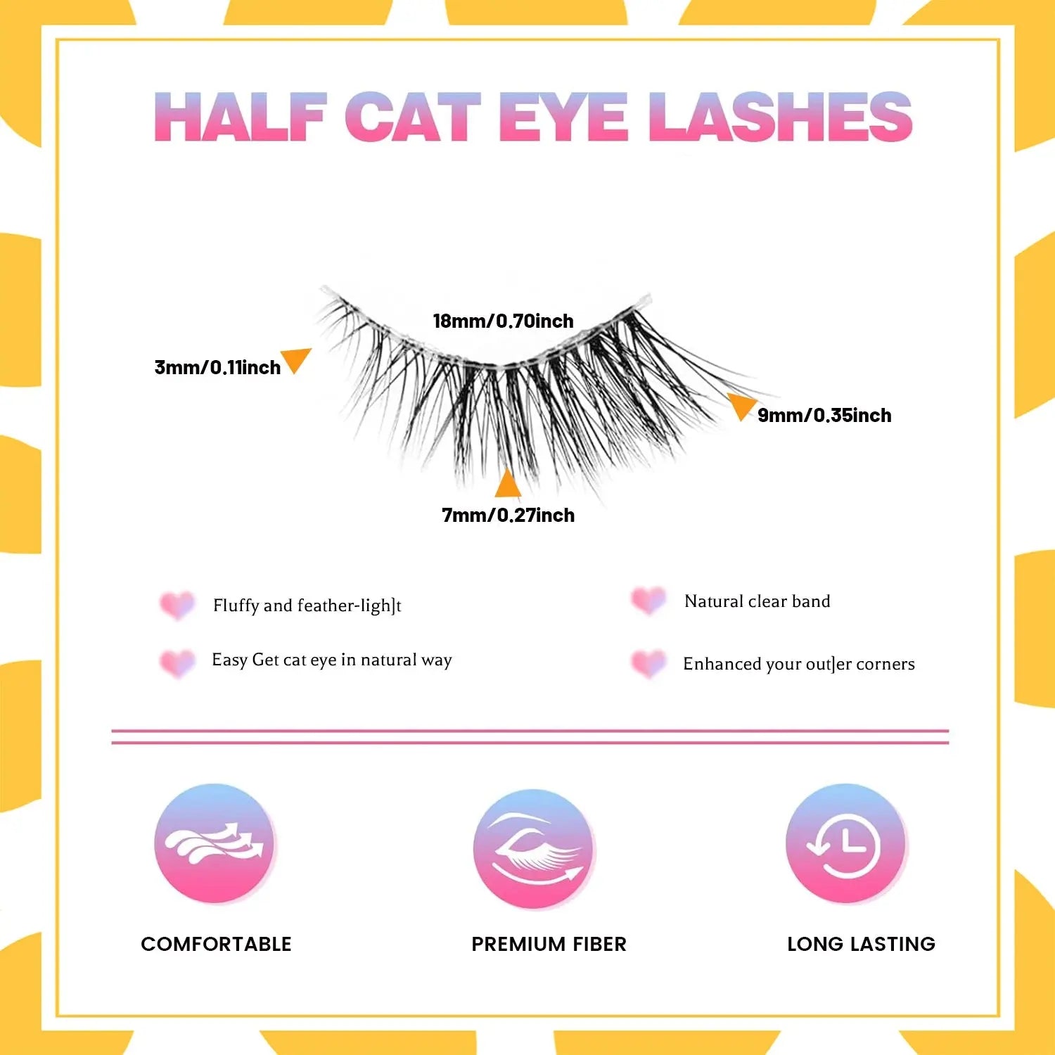 Half eyelashes, natural appearance 10 pairs of thick cat eyelashes 10mm Wispy eyelashes with short false eyelashes 3D04-10F BareGlow