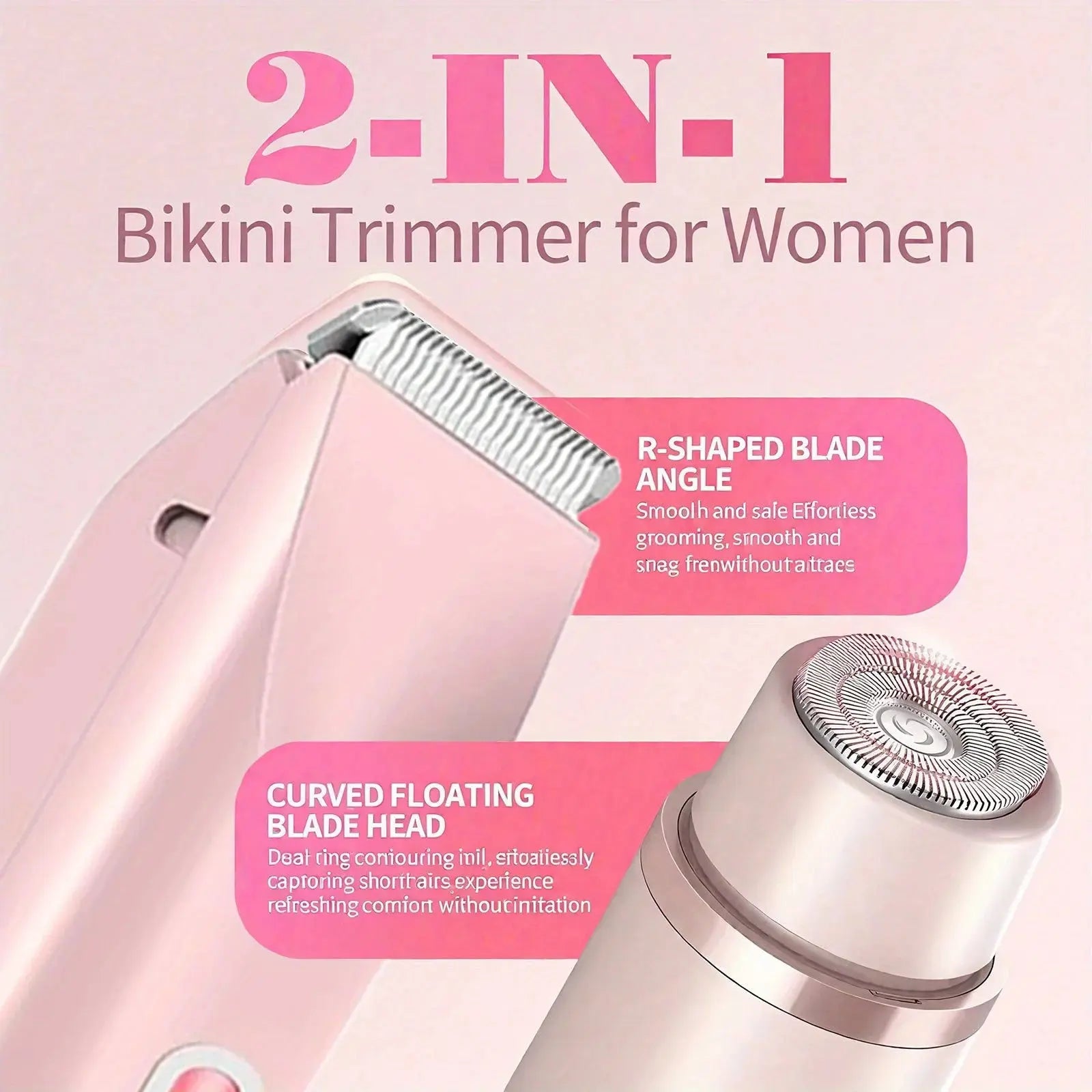 2-in-1 dual-head electric epilator and shaver for underarms, legs and face hair removal, birthday/Christmas gift BareGlow