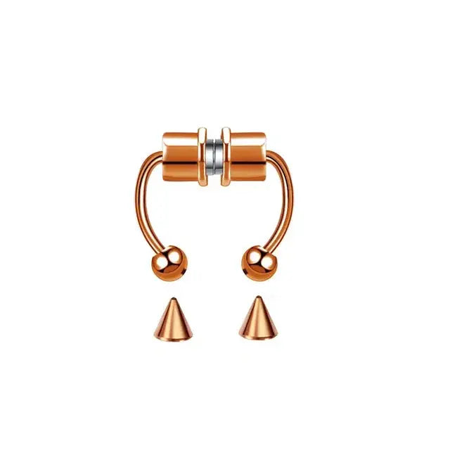 5pcs Stainless Steel Magnet Fake Nose Ring Hoop Fake Piercing Hoop Septum Rings For Women Fashion Gothic Rock Body Jewelry Gifts BareGlow