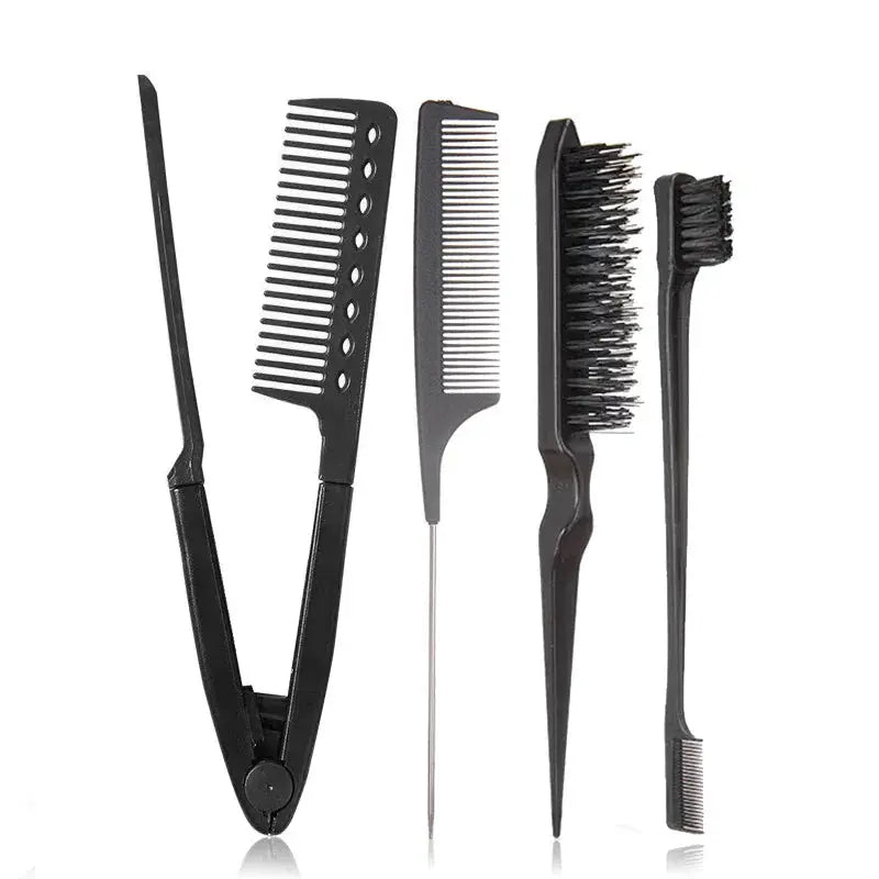 4/5Pcs Set Hair Brush Set Hairdressing Spray Bottle Hair Folding V Type Hair Straightener Teasing Edge Control Hair Brush BareGlow
