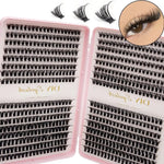 640pcs DIY D-Curl Eyelashes 10-14mm Natural Look Wispy Lashes 40P/80P Cluster for Personal Use BareGlow