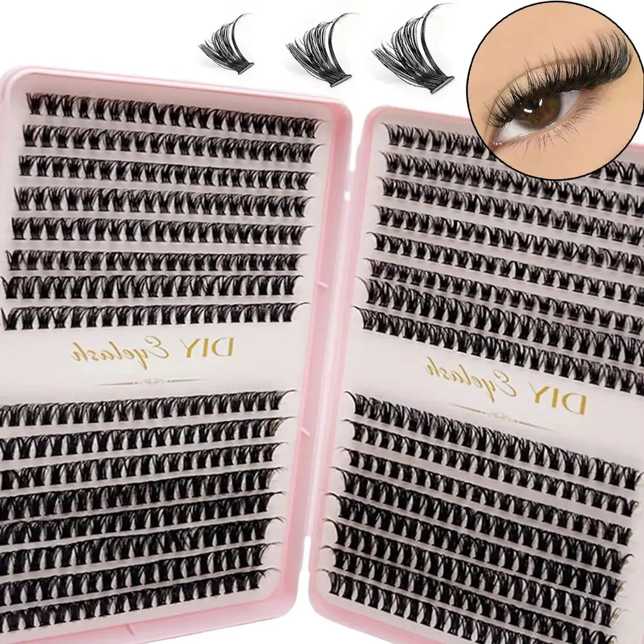 640pcs DIY D-Curl Eyelashes 10-14mm Natural Look Wispy Lashes 40P/80P Cluster for Personal Use BareGlow