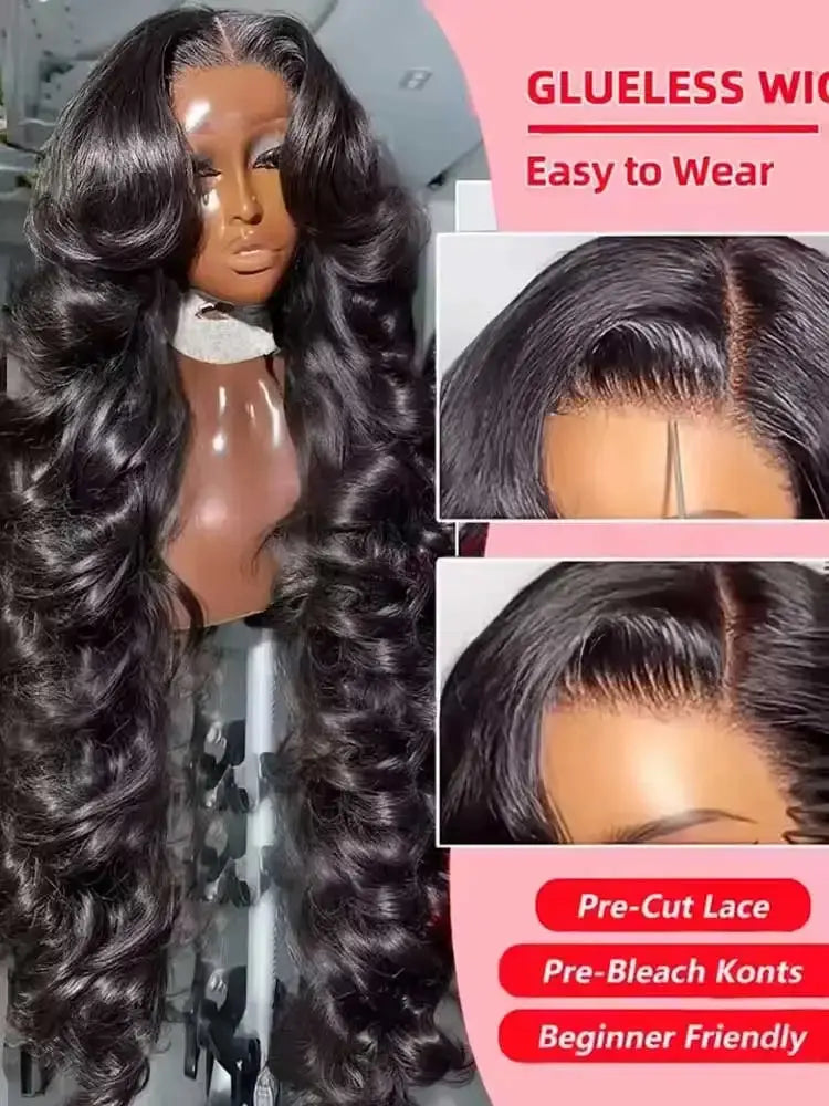 40 42 Inch 250% Wear And Go Glueless Wigs Body Wave Human Hair Wigs 13x4 13X6 Wet and Wavy HD Lace Frontal Wigs For Women BareGlow