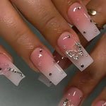 24 Pcs Pink French 3D Flower Decorations for Fake Nails Almond Press on Nails Acrylic Artificial Reusable False Nails Self-nail BareGlow