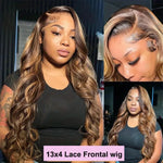 Honey Blonde Ombre Highlight Body Wave Lace Front Human Hair Wigs Pre Plucked Glueless Straight Deep Wave Frontal Wigs For Woman On Clearance Sale BareGlow