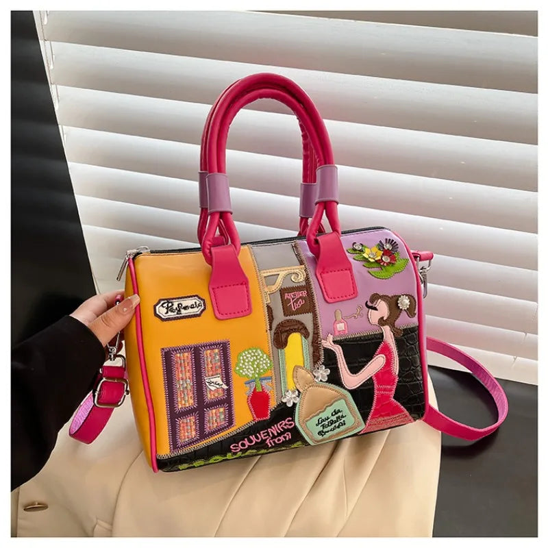 PU New Personality Stylish Shoulder Bags Design Patchwork Zipper 2025 Hot Sale Women's Bags Retro High Quality Women's Bags