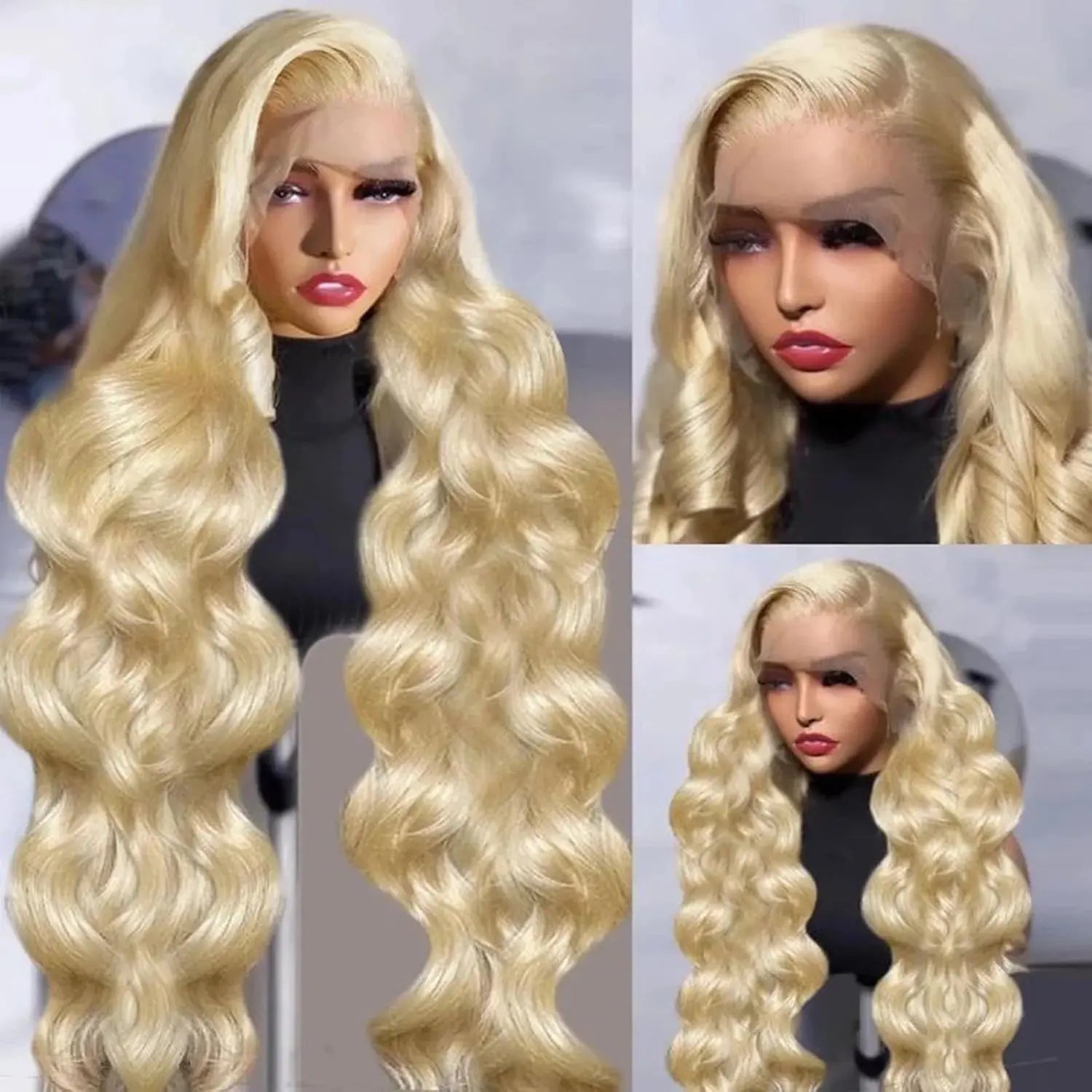 613 13x6 Lace Front Wig Human Hair Body Wave Blonde Lace Frontal Wigs for Women 220 Density Natural Hairline With Baby Hair BareGlow